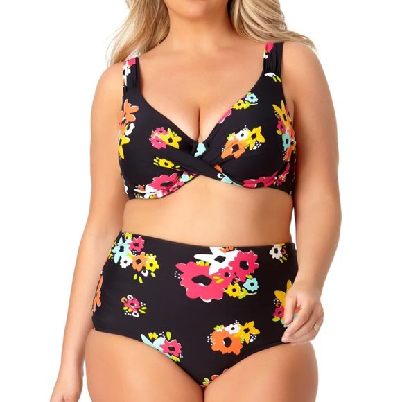 2-piece, NWT, Anne Cole Plus Twist Front Bikini, Size 18W - Picture 1 of 13